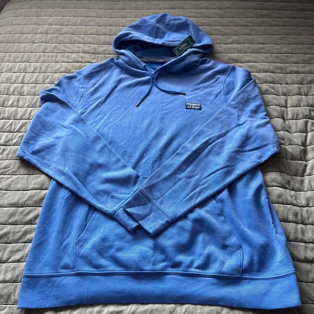 NWT L.L. Bean Comfort Stretch Pique Hoodie Blue XL